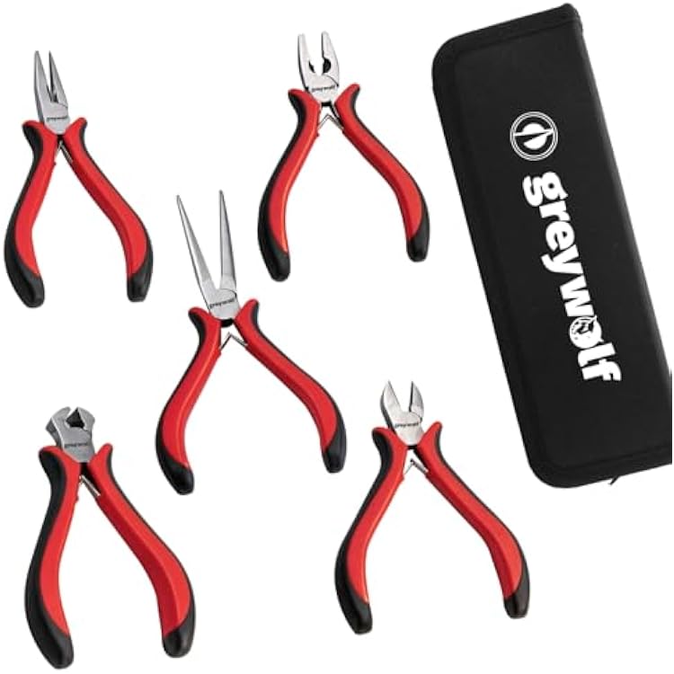 5 pcs mini pliers set, small pliers set includes pointed nose, long nose, oblique nose, flat nose and wire cutters with storage bag, suitable for electronic repair and jewelry, DIY tools