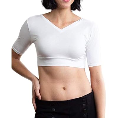 HALFTEE V Neck Elbow Sleeve Layering Tee | Crop Tops for Women & Teens | XS-3X