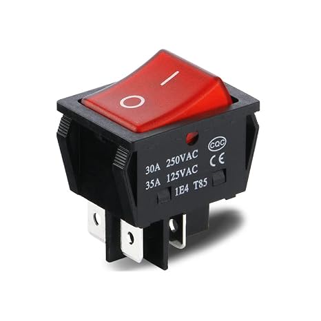30A 250VAC/35A 125VAC KCD2 KCD4 Rocker Switch DPST 4 Pin Red Lighted 120V Rocker Toggle Switch ON Off Heavy Duty 4Pack