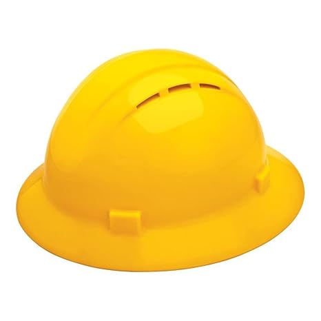 ERB 19332 Americana Full Brim Vent Standard Hard Hat, Size: 6 1/2 - 8, Yellow