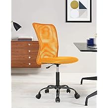 HHS Home Office Chair Armless Mesh Ergonomic Executive Adjustable Mid Back for Women Small Modern Swivel Rolling Desk Task with Wheels Home, Office, Orange, 21.26 x 16.54 40.55 inches