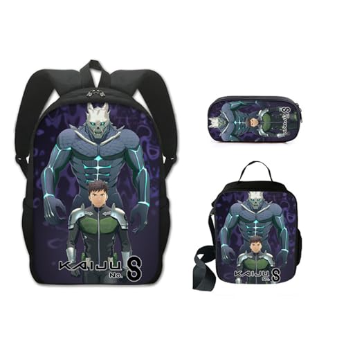 ISaikoy 3 in 1 Anime Kaiju No. 8 Backpack Hibino Kafka Bookbag Daypack Satchel School Bag 13