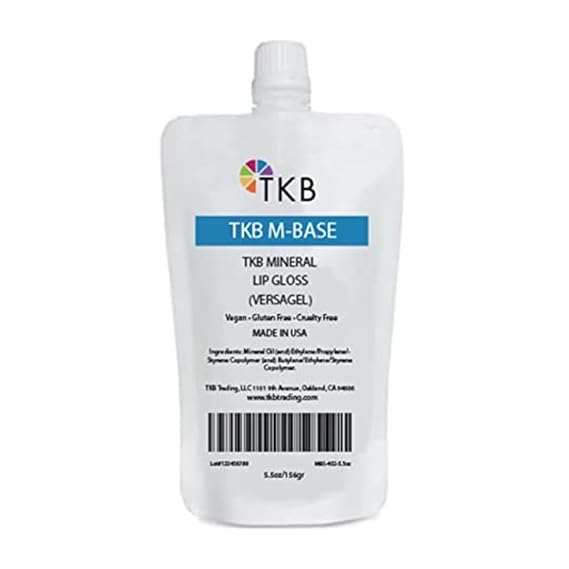 TKB Mineral Lip Gloss (M-Base) | Clear Versagel Base for DIY Lip Gloss, Made in USA (5.5oz (156g))