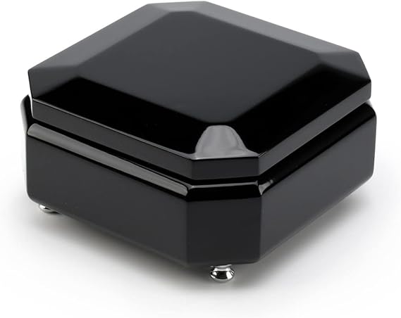 MusicBoxAttic Midnight Black 18 Note Hi Gloss Beveled Musical Jewelry Box - Many Songs to Choose - Daddy's Little Girl