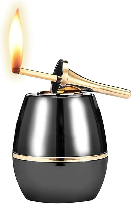 Match Lighter,Oil Electric Hybrid, Desktop Kerosene Soft Flame Lighte, USB Rechargeable Electric Lighter for Father Husband Boyfrien Gifts(Black)