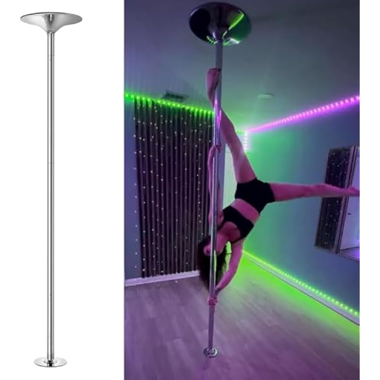 Dance Pole Stripper Pole Full Kit, Removable Spinning Steel Pole for Home for Exercise Club Party, Max Load 440 LB3.7M-3.8M12.2ft-12.5ft