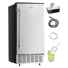 VEVOR Under Counter Ice Maker Machine, 80 Lbs/Day Stainless Steel Built-in Ice Maker with Drain Pump Reversible Door, 26lbs Storage Freestanding Ice Maker for Commercial Home Kitchen
