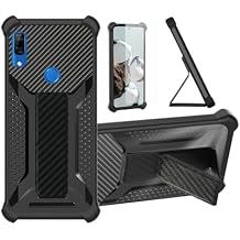 bojioderf Case Compatible for Huawei P Smart PSMART Z Phone Case Cover [with Tempered Glass Screen Protector] Hybrid Case [Folding Support Magnetic] [Frosted Anti-Fingerprint] Black