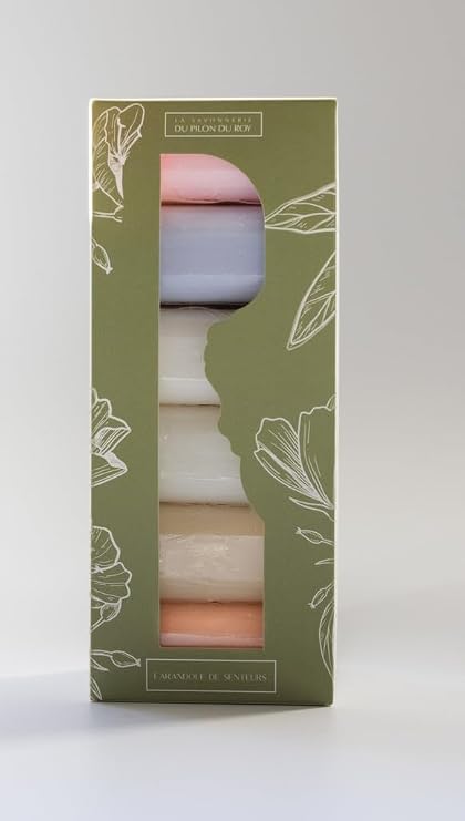 Authentic Marseille Soap 6-Bars Gift-Set Body Bath Sensorial Fragrances Vegetable Natural Ingredients Soaps Enriched with Shea Butter and Essential Oils (6 x 125g)