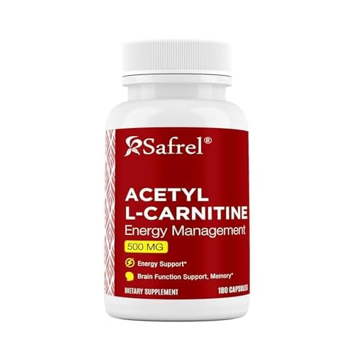 Safrel | Acetyl L-Carnitine ALCAR | 500 mg | Capsules | 180 Count | Brain, Energy Support | Cognitive Function, Cellular Energy