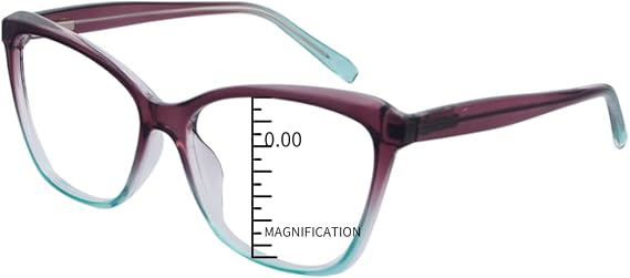 ProEyes Pyxis, Oversize Progressive Blue Light Blocking Readers w/Spring Hinge, Anti-Reflective, 0 Power on Top Lens