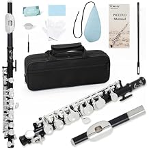 Kmise Closed Hole C Piccolo, Professional Nickel Silver Body with Bronze Finish, Includes Gig Bag, Manual and Cleaning Kit, for Beginners and School Bands (Matte Black)