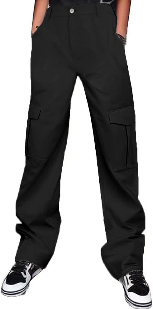Women High Waisted Cargo Pants with Pockets Bussiness Casual Wide Leg Pants