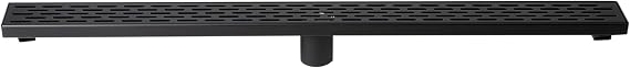 ALFI brand 36" Black Matte Stainless Steel Linear Shower Drain with Groove Holes