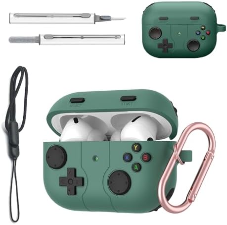 Case for Apple AirPods Pro 3 Game Console Style Silicone Protective Cover, Compatible with Wired & Wireless Charging, Anti-Fingerprint, Dustproof, Shockproof, Skin-Friendly Texture Green