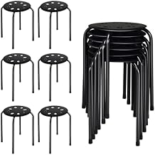 POWERSTONE Stackable Stools Set of 6, 17.5in Portable Stacking Bar Stool Black Classroom Stools with Iron Legs Round Nesting Chairs Flexible Seating for Home Office School