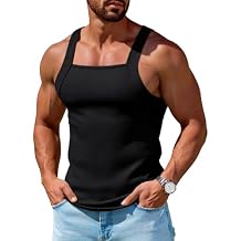 Runcati Mens Ribbed Knit Tank Tops Casual Sleeveless Slim Fit Shirts Summer Beach Workout Muscle Gym Tee