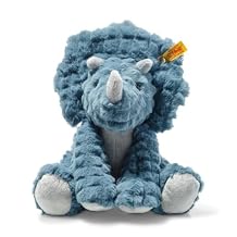 Steiff Dixi Triceratops Dinosaur Plush Stuffed Animal Toy Friend, Blue, 11"