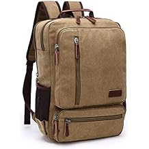 Executive Canvas Backpack for Heavy Duty Notebook Travel, Khaki