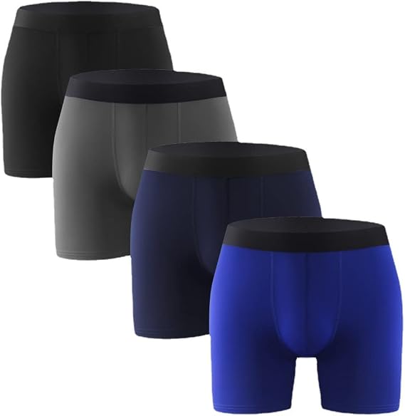 men's underwear, stretchy and comfortable boxer briefs, 4-pack