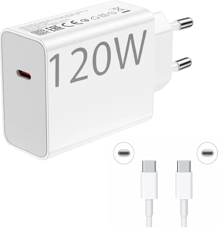 120W USB Type-C Fast Charging Adapter, Qualcomm Turbo Charging Support, with 6A Cable