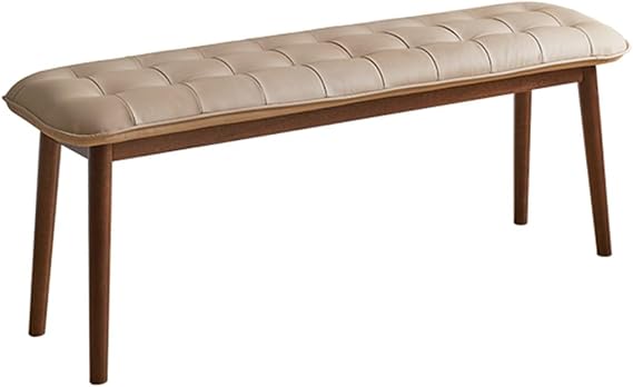 Cushioned Bench for End of Bed, Entryway Bench, Wood Seating Bench, Vintage Narrow Entryway Bench for Living Room,Dining Bench for Kitchen, Solid Wood, Easy to AssembleBeige,100CM39IN