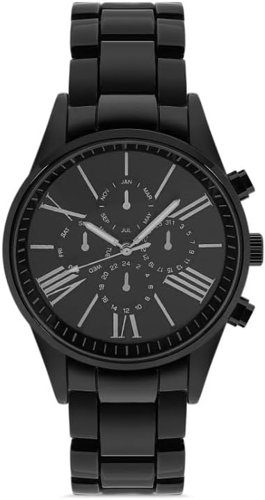 Ticarto Erkek Çelik Kol Saati, Metal Kasa, Quartz Mekanizma, 45mm, Siyah, Cam Ekran