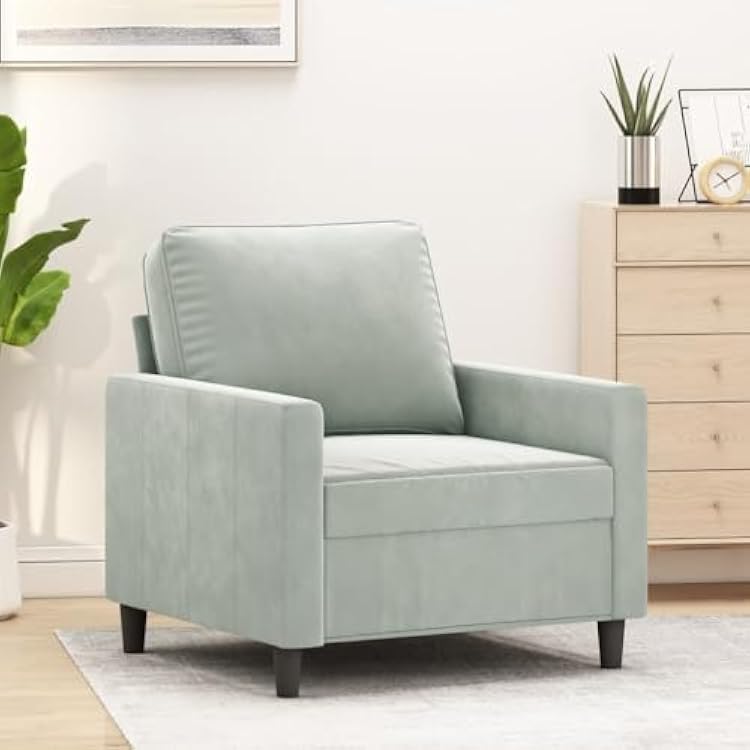 Dorm Room Furniture Sofa chairSofa Chair Light Gray 23.6 VelvetSuitable for Living Rooms, bedrooms, and Balconies