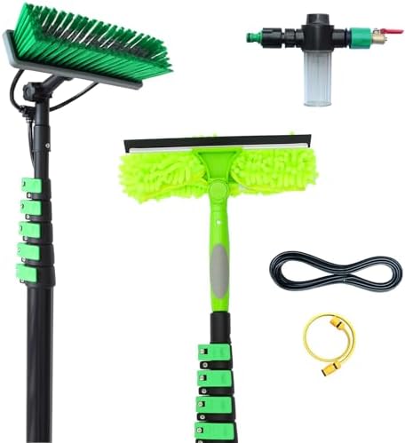 6m Teles Cleaning Kit with Rubber Water Brush Soap Dispenser & 12m Hose for Solar Panels & Roofs – Efficient Outdoor Cleaning Solut