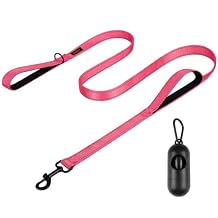 Dog Leash, Heavy Duty Dog Leash, Leashes for Large Breed Dogs .5FT.6FT, Double Handle Dog Leash, Reflective Training Lead, Perfect for Medium to Large Dogs(5FT, Pink)