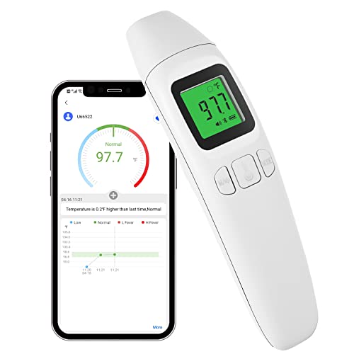 Forehead Thermometer Bluetooth for Adults and Kids,Wireless Connected iOS & Android Smartphone Thermometer Universal APP Application to Record Every Temperature Monitoring