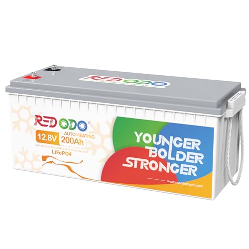 Redodo 12V 200Ah LiFePO4 Battery with Self-Heating, Supports Low Temperature Charging-4F Lithium Battery, Built-in 100A BMS, 4000 Deep Cycles, Perfect for RV, Solar, Off-Grid in Cold Areas