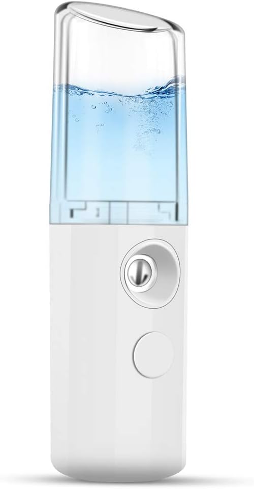 Nano Facial Mister Outdoor Indoor Humidifier Handy Facial Sprayer USB Charging Facial Steamers Cool Mist for Skin Care, Eyelash Extensions, Face Hydrating (White)