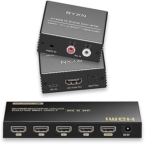 Analog to Digital Audio Converter, RCA & 3.5mm to Optical & HDMI Audio Converter
