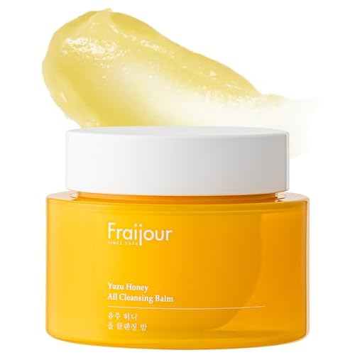 Fraijour Yuzu Honey All Cleansing Balm Korean Makeup Remover with Sunflower, Avocado & Jojoba Oils, Melts Waterproof Makeup, Vitamin E for Radiance & Moisture, Non-Greasy Finish, 1.69 fl.oz.