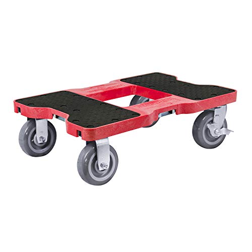 SNAP-LOC 1800 LB Super-Duty Dolly RED USA! with Steel Frame, 6 inch Casters and Optional E-Strap Attachment
