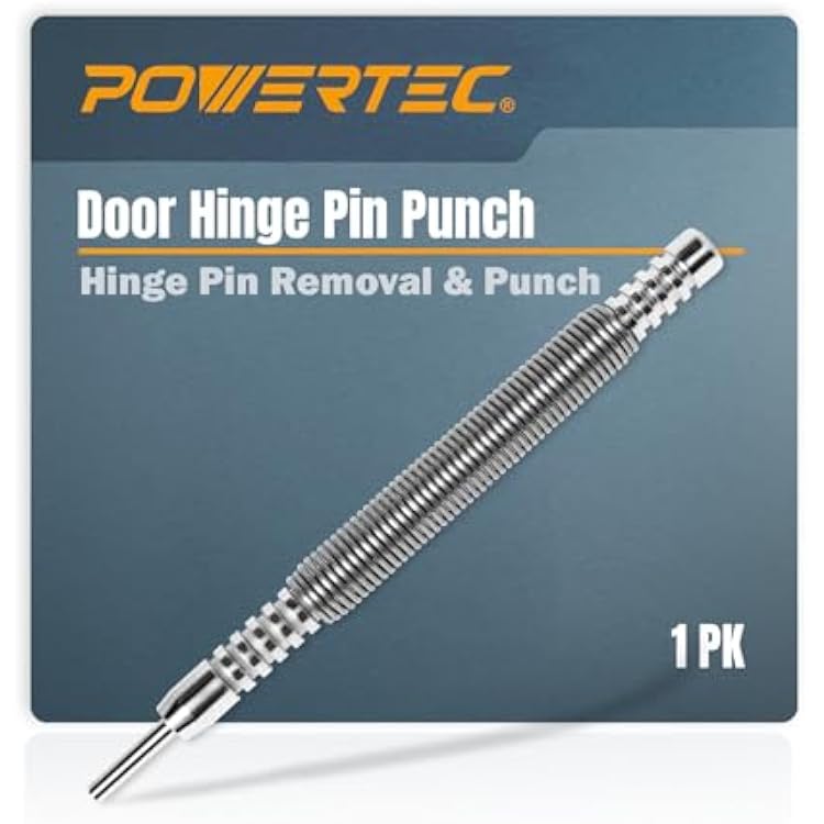 POWERTEC Door Hinge Pin Removal Tool, Spring Driven Hammerless Hinge Pin Remover and Punch Tool, 5000 PSI Striking Force, 1PK 71940