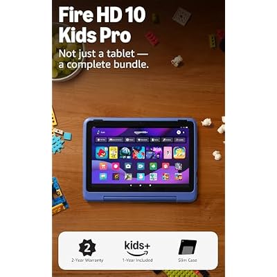 Amazon Fire HD 10 Kids Pro tablet (newest model) ages 6-12. Bright 10.1" HD screen, includes ad-free content, robust parental controls, 13-hr battery and slim case for older kids, 32 GB, Nebula