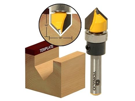YONICO Router Bits V Groove Pattern Bit 90 Degree X 1/2-Inch Dia. 1/4-Inch Shank 14992q