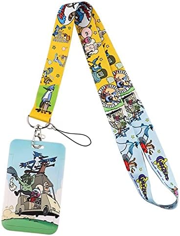 Regular Cartoon Show Characters Themed Lanyard w/ID Holder Keychain