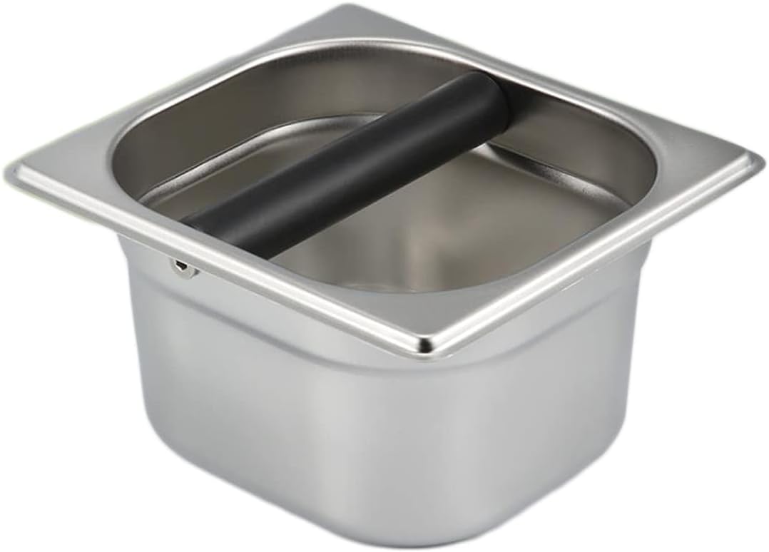 Coffee Knock Box Stainless Steel Containers for Coffee Grounds Espresso Knock Box Grind Coffee Waste Bin Coffee Machine Knock Box Barista Accessories, Small