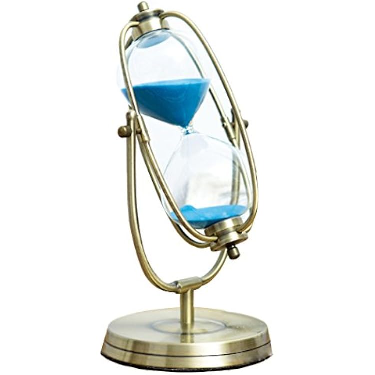 Sand Clock Sand Glass Hourglass for Decoration Kitchen Cooking or Teaching Timer Metal Bronze 60MIN in Blue