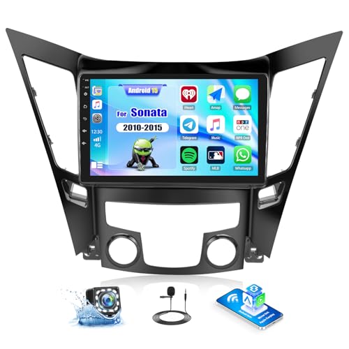 CAMECHO for Sonata 2010-2015 Radio,9 Android 13 Car Stereo GPSWiFiDSP Bluetooth USB SWC Android & iOS Mirror Link Multimedia Head Unit 1G32G Backup CameraMic