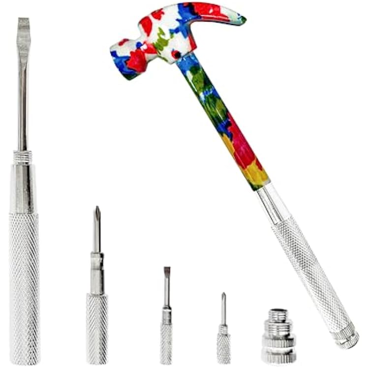 6 in 1 Flower Hammer & Screwdriver Tool, All In One Screwdriver Hammer Tools Set, Best Gift for Birthday Valentines Mothers day Christmas Thanksgiving Halloween