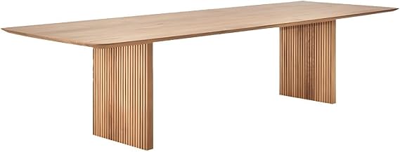 LAKIQ Pine Solid Wood Dining Roon Table Rectangular Contemporary Double Pedestal Kitchen Dining Table Rectangle Wooden Conference Table -Without Chairs (Natural, 110.2" L x 39.4" W x 29.5" H)