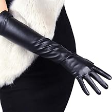 DooWay Long Leather Gloves Women 20 Faux Lambskin Soft Stretch PU for Formal Evening Costume Party Gloves