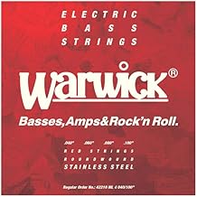 Warwick 42210 Label Stainless Wound Medium Light 4-String Bass Strings, Red