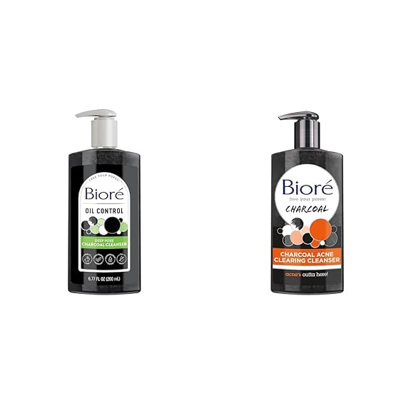 Biore Deep Pore Charcoal Face Wash, Facial Cleanser for Dirt and Makeup Removal From Oily Skin, 6.77 Ounce & Charcoal Acne Cleanser, Salicylic Acid Treatment, Helps Prevent Breakouts