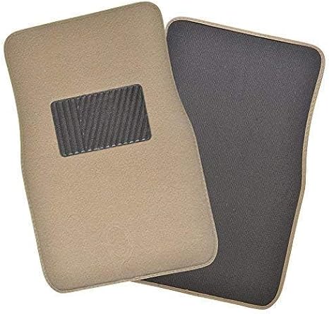 BDK Interlock Car Floor Mats - Secure No-Slip Technology for Automotive Interiors - 4pc Inter-Locking Carpet (Beige)