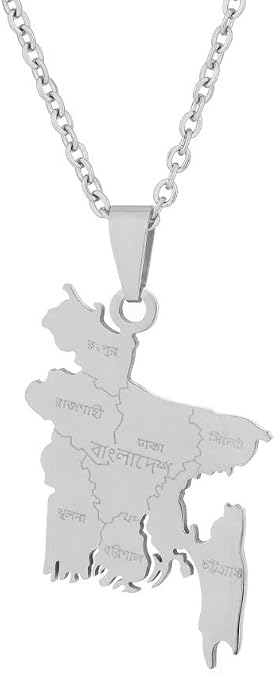 Fashion Hip Hop Necklace For Men Women - Fashionable Bangladesh Map Necklace Charm Necklace For Women Trendy Jewelry Ethnic Pattern Country Souvenir Patriotic Necklace